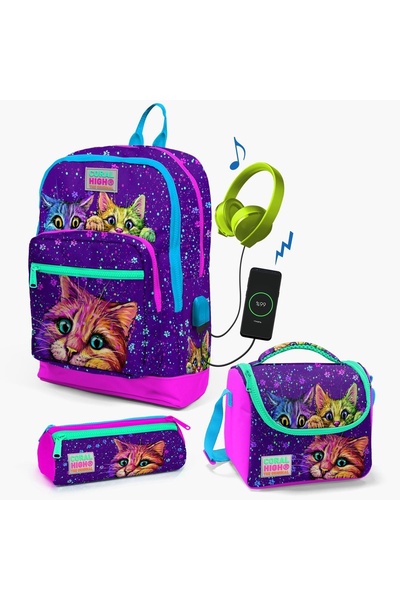 Yaygan Çanta Coral High Usb Şarjlı Kulaklık 3'lü Okul Çanta Seti ( Çanta- Bes...
