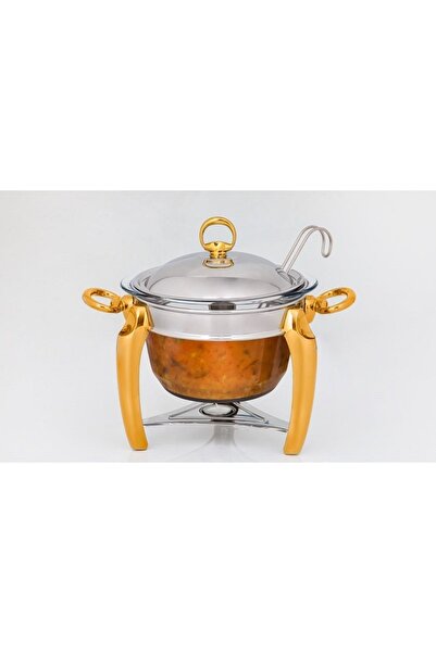 MATSteel Silver Gold Mum Isıtıcılı Çorba Sercis Seti 4 Lt