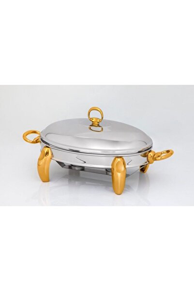 MATSteel Silver Gold Mum Isıtıcılı Oval Servis Seti 2,2 Lt