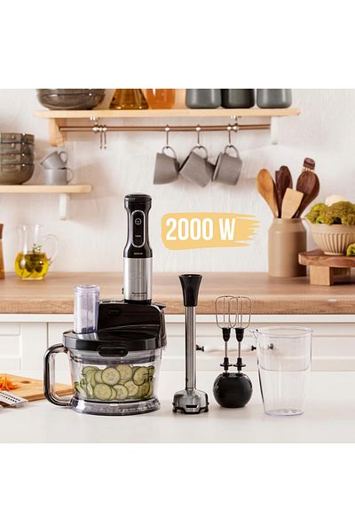 Karaca 2000W Blender and Food Processor - 4-Pack Stainless Steel Blades, Black