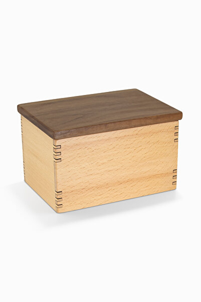 Woodsaka Compatible Storage Box for Kitchen 3 - Hornbeam and Walnut Wood 13.8cm x 9.8cm x 9cm