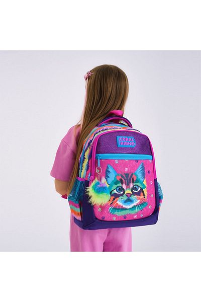 Yaygan Çanta Coral High Cat 3-Piece Girl's School Bag Set (Bag - Nutrition - Pen Holder)