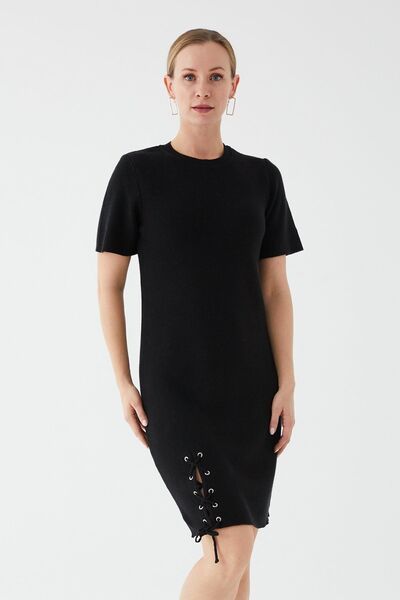 zenne Siyah Triko Elbise