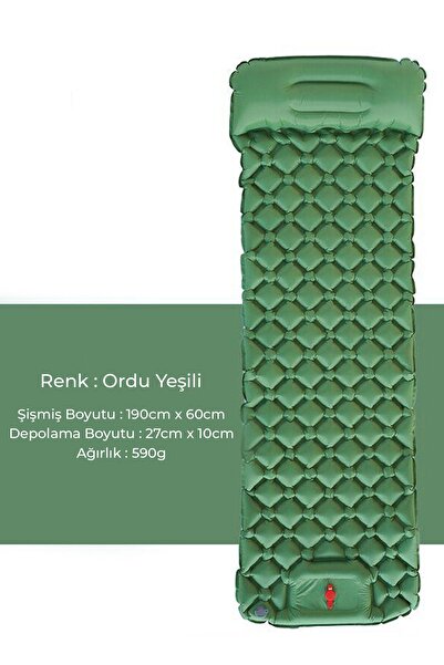 VANCKEY Kamp matı, kendiliğinden ayakla şişen mat, yastık ve ayak presi pompalı,