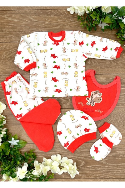 PATSAN Organic Cotton 5 Piece Newborn Hospital Discharge Set Cute Zebra