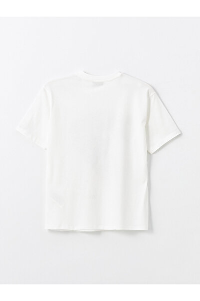 LC Waikiki LCW Oversize-T-Shirt für Damen – Rundhalsausschnitt, bedruckt, kurze Ärmel