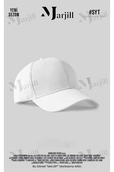 Marjill Unisex White Sports Cap - Adjustable with Back Velcro