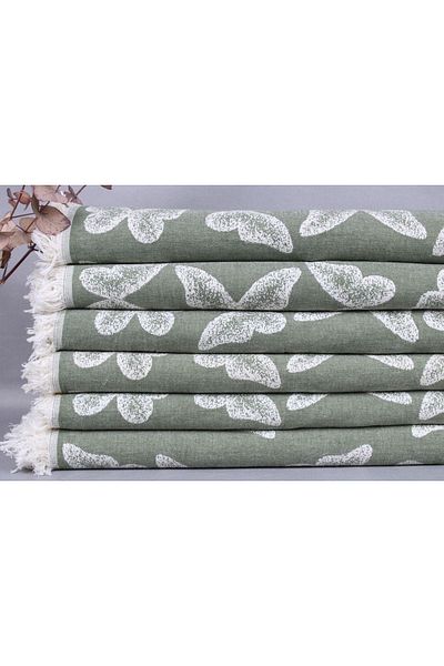 Kayra Export بيكيه مزدوج كاكي أخضر - 200x240 سم، 100% قطن