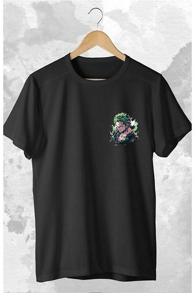 Massgai One Piece Roronoa Zoro Printed Unisex Oversize Βαμβακερό T-shirt - Κοντό μανίκι