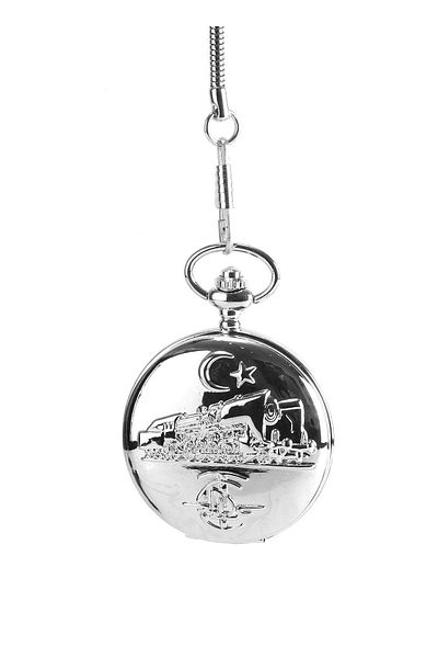 Vegans 53 Train Patterned Chain Pocket Watch