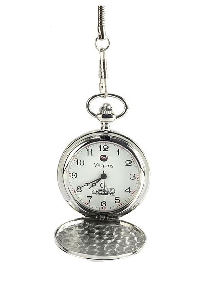 Vegans 53 Train Patterned Chain Pocket Watch
