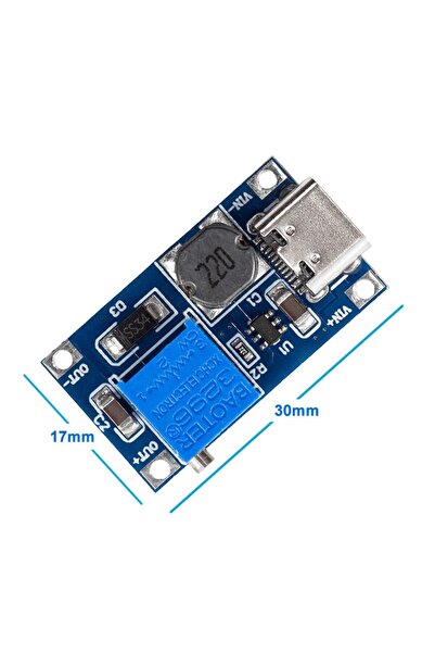 Roboyol Store MT3608 Type C Usb 28V 2A DC Boost Modül Ayarlanabilir Voltaj Yü...