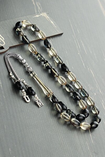 Tesbih Otağı Harfli Gümüş Püsküllü Ateş Kehribar Tesbih - Kişiye Özel (SORU C...