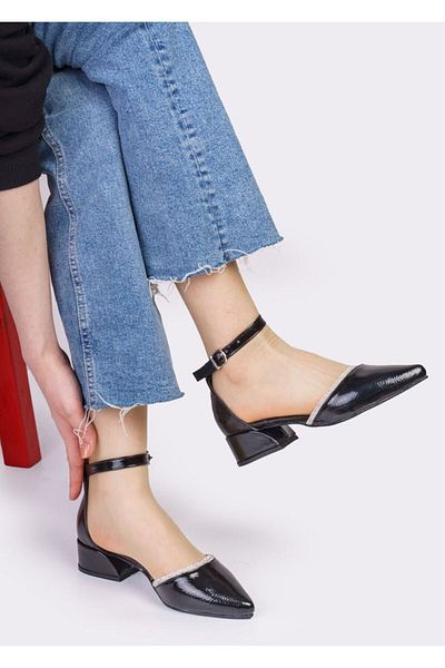 Ayalbuzenne 5 Pont Black Patent Leather - Wrinkled Rhinestone