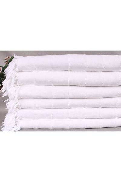 Kayra Export بطانية قطن أبيض 180x230 سم - متعددة الأغراض