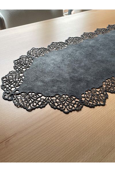 Ergüven Home Dark Gray Suede Fabric Runner 40X140 cm Table Length - Modern Design