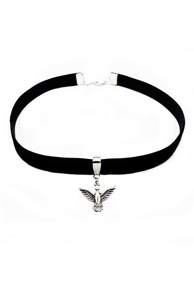 Bijustore Albatross Bird Black Velvet Women's Choker Collar Necklace