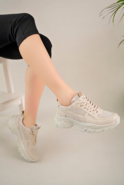 Moda Kadıköy Monaco Beige Women's Sneakers - Light Sole