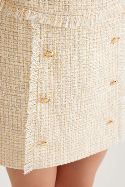 Just Like You Women's Mini Skirt - Cream, Buttoned Front