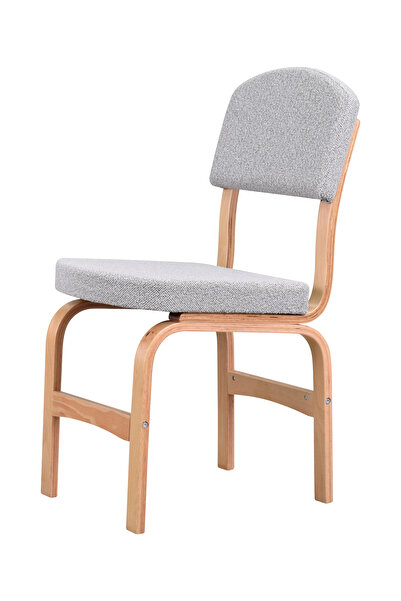 VİLİNZE Ege Teddy Kumaş Naturel Ayak Ahşap Sandalye