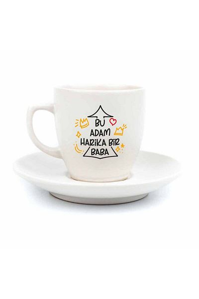 PALTO TASARIM A Great Dad - Cream Turkish Coffee Cup, Gift Ceramic