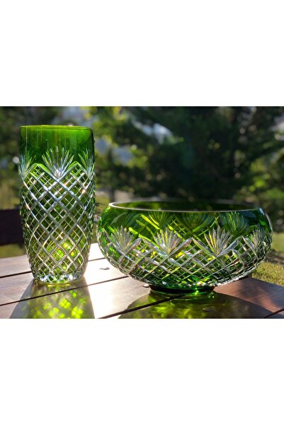 SARAYIKRISTAL Bohemia Kristal El yapımı Vazo ile kase