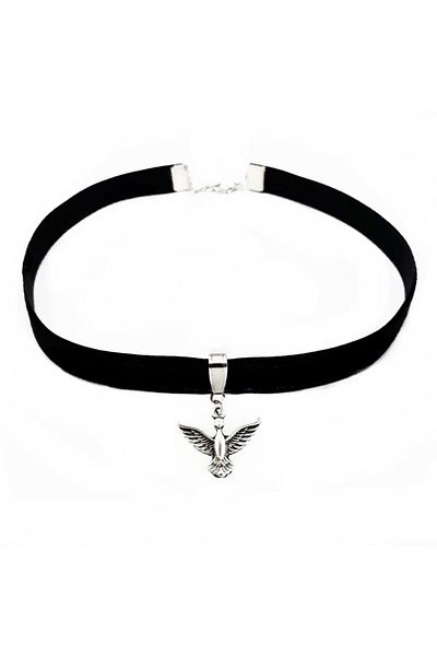 Bijustore Albatross Bird Black Velvet Women's Choker Collar Necklace