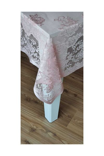 WENESSİ Față de masă tricotată cu model trandafiri 160x220 (roz)