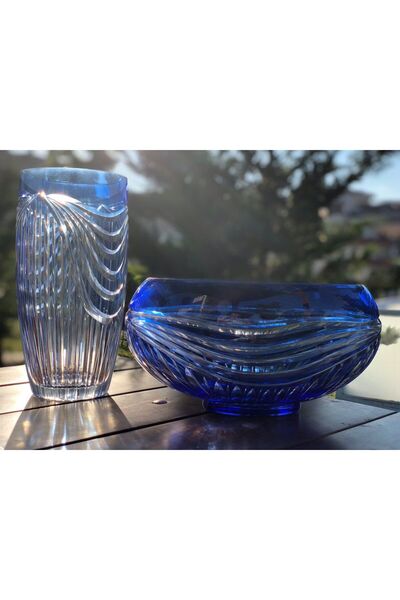 SARAYIKRISTAL Bohemia Kristal El yapımı Vazo ile kase
