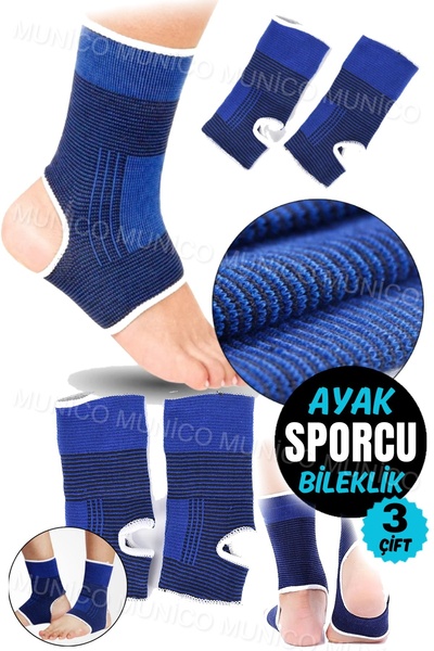 Munico 3 Çift Unisex Neopren Ayak Bileği Desteği Elastik Ayak Koruyucu Spor K...