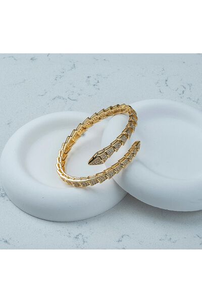 clubmidjuly Gold Blgr Kelepçe Bileklik - Zirkon Taşlı