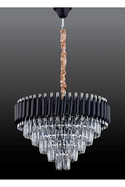 Betül Home Design Mira 55' Crystal - Luxury Black-Chrome Chandelier