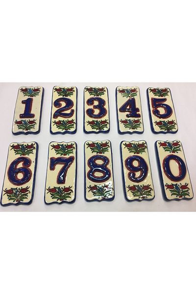 Dost Art Hediyelik Ceramic Door Number - 3 Three Handmade