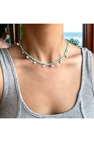 toptanhanem قلادة ميوكي ديزي - ملونة ومطرزة، موضة الصيف، لا تسبب الحساسية