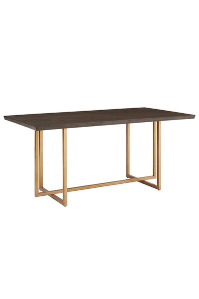 Hitit Dekorasyon Valeria Gold Metal & Ahşap Dikdörtgen Yemek Masası