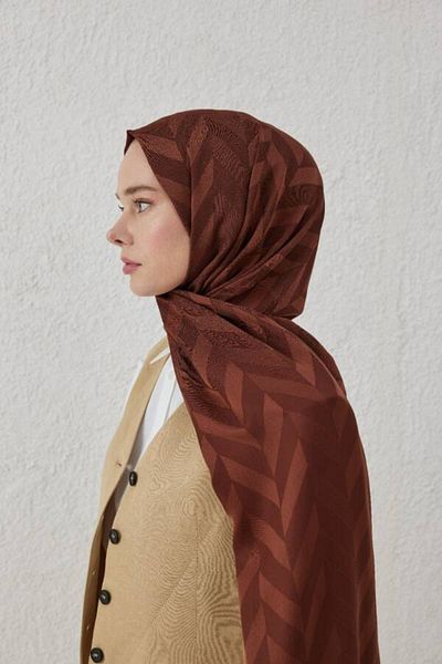 VALORSCARF Σάλι ζακάρ με μοτίβο σοκολάτας σε καφέ χρώμα