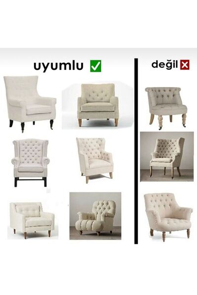 ÖZMAKAN 1 Piece Single Lycra Quality Sofa Cover - Washable Square Patterned Armchair Cover