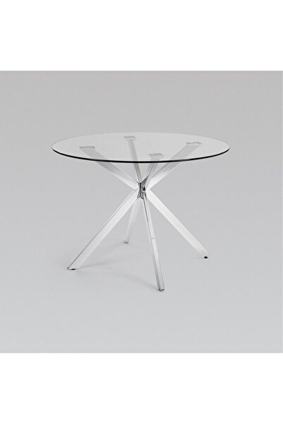 Hitit Dekorasyon Zalika Paslanmaz Metal&cam Yuvarlak Yemek Masası