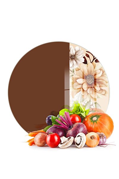 Decovetro Cam Kesme Tahtası ve Sunumluk Vintage Kahve 30x30 cm