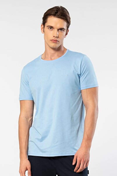 Cacharel Чоловіча футболка з коміром-стійкою 2169/Світло-синя