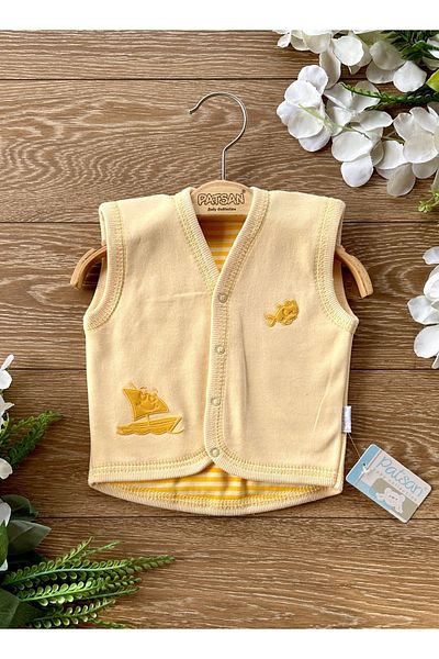 PATSAN Organic Cotton Combed Double Sided Baby Vest Striped Suede Sail Fish