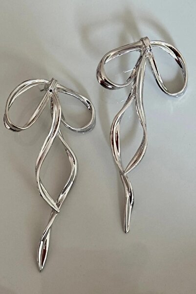 AURRARİ Kadın Silver Uzun Fiyonk Küpe