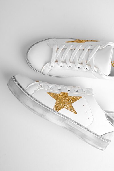 Lal Shoes & Bags Adia Yıldız Detay Kadın Spor Ayakkabı-Gold