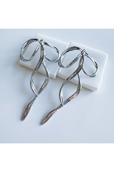 AURRARİ Kadın Silver Uzun Fiyonk Küpe