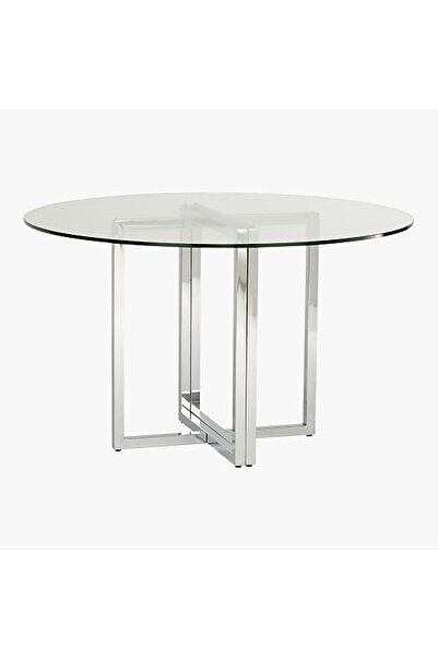 Hitit Dekorasyon Eva Paslanmaz Metal Cam Yemek Masası