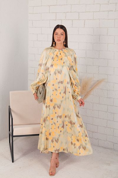 Melike Tatar 32-2097 Model YELLOW Patterned Dress