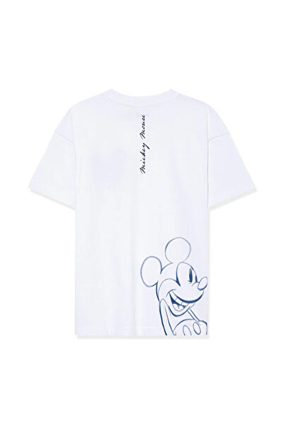 Mavi Mickey Mouse Patterned White T-Shirt - L C M WAIKINAİ