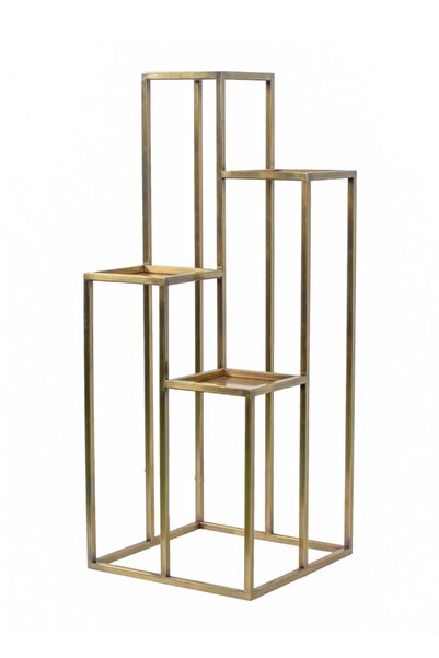 Hitit Dekorasyon Pithana Pirinç Eskitme Saksılık Çiçek Rafı Saksı Standı