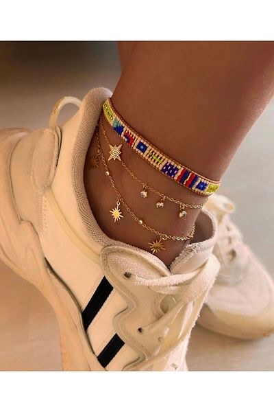 SU PERİSİ TAKI BİJUTERİ Steel Gold North Star Anklet