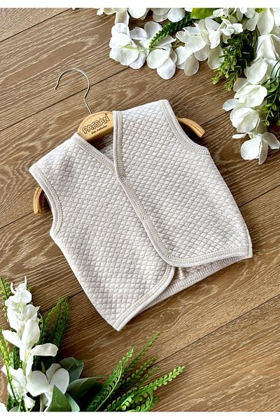 Renkli Puset Quilted Seasonal Baby Vest Shiny Beige